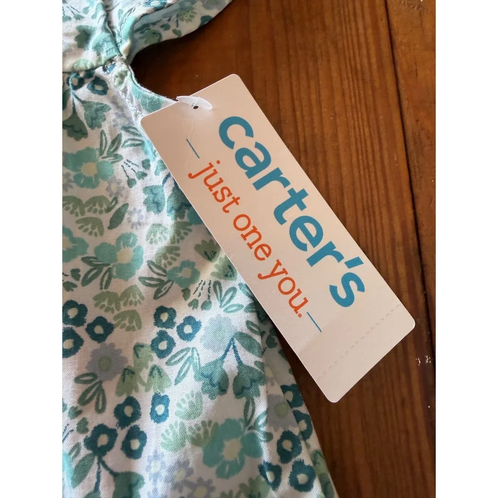 Carters Just One You 12M NEW Floral Babydoll Top and Bloomers Set Teal Green